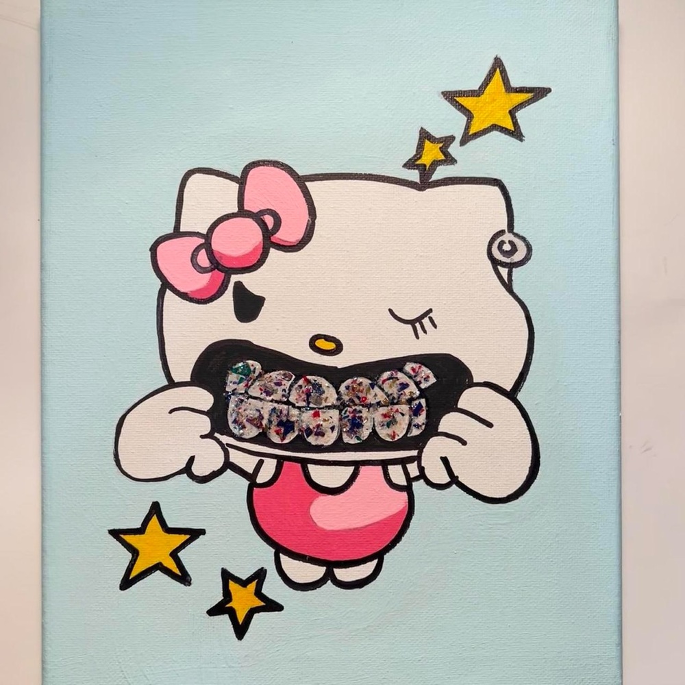 Hello Kitty Grills Painting 8x10 frame